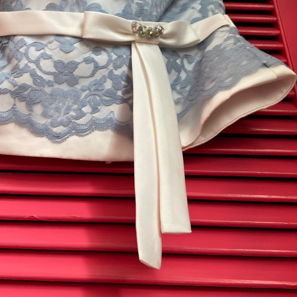 NWT Alfred Angelo Bustier top rhinestone bow Periwinkle lace size 10 - Picture 5 of 16